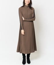 ZMEAB40200 al'aise modulation(アレーズモジュレーション) 異素材ドッキングリブニットワンピース ブラウン