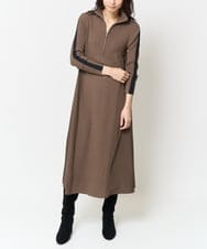 ZMEAB40200 al'aise modulation(アレーズモジュレーション) 異素材ドッキングリブニットワンピース ブラウン