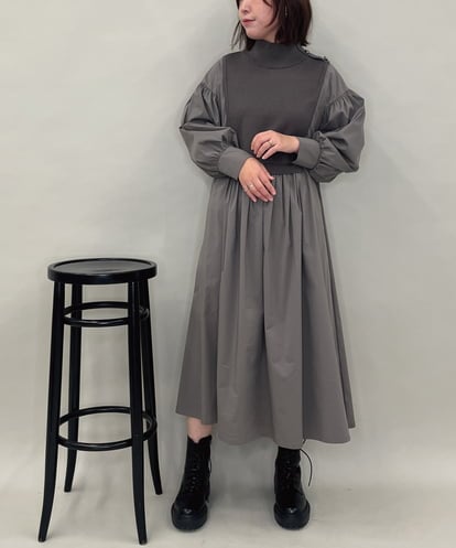 ZMEAE20169 al'aise modulation 【洗える】ドッキングレイヤードデザインワンピース