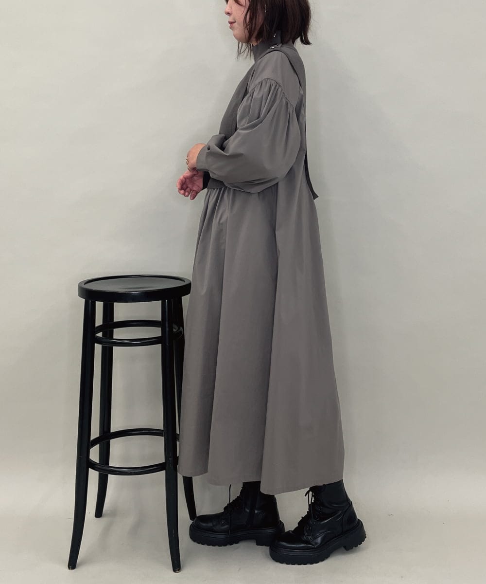 ZMEAE20169 al'aise modulation(アレーズモジュレーション) 【洗える】ドッキングレイヤードデザインワンピース ダークグレー