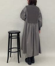 ZMEAE20169 al'aise modulation(アレーズモジュレーション) 【洗える】ドッキングレイヤードデザインワンピース ダークグレー