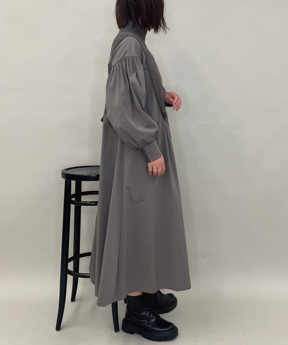 ZMEAE20169 al'aise modulation(アレーズモジュレーション) 【洗える】ドッキングレイヤードデザインワンピース ダークグレー