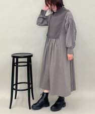 ZMEAE20169 al'aise modulation(アレーズモジュレーション) 【洗える】ドッキングレイヤードデザインワンピース ダークグレー