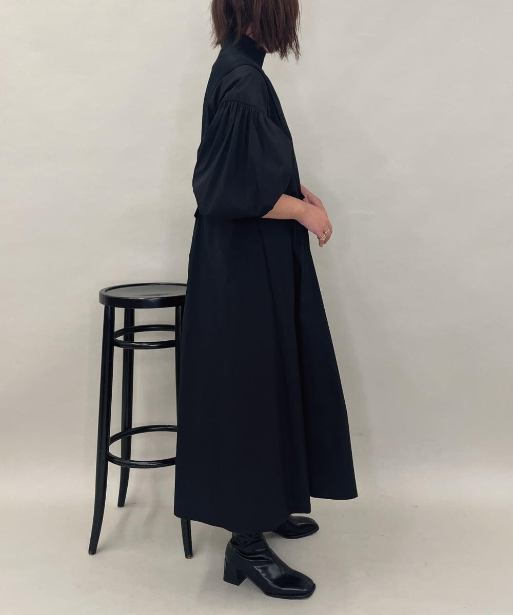 ZMEAE20169 al'aise modulation(アレーズモジュレーション) 【洗える】ドッキングレイヤードデザインワンピース ブラック