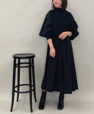 ZMEAE20169 al'aise modulation(アレーズモジュレーション) 【洗える】ドッキングレイヤードデザインワンピース ブラック