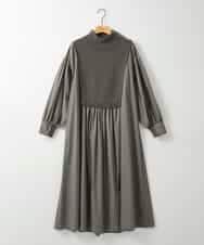 ZMEAE20169 al'aise modulation(アレーズモジュレーション) 【洗える】ドッキングレイヤードデザインワンピース ダークグレー