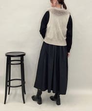 ZMEAE22140 al'aise modulation(アレーズモジュレーション) 異素材切り替えギャザーポイントワンピース ブラック