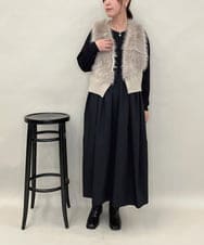 ZMEAE22140 al'aise modulation(アレーズモジュレーション) 異素材切り替えギャザーポイントワンピース ブラック