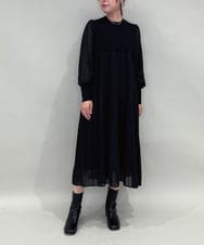ZMEAE23169 al'aise modulation(アレーズモジュレーション) ニットジョイント切り替えプリーツワンピース ブラック