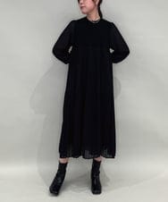ZMEAE23169 al'aise modulation(アレーズモジュレーション) ニットジョイント切り替えプリーツワンピース ブラック