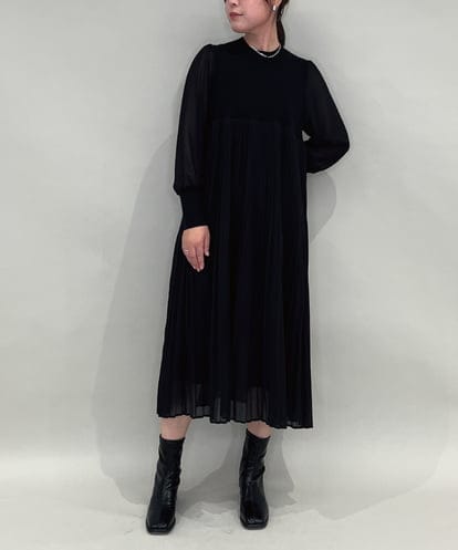 ZMEAE23169 al'aise modulation ニットジョイント切り替えプリーツワンピース