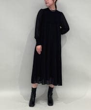 ZMEAE23169 al'aise modulation(アレーズモジュレーション) ニットジョイント切り替えプリーツワンピース ブラック