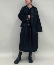 ZMEAE24179 al'aise modulation(アレーズモジュレーション) ジョイントデザインコクーンシルエットワンピース ブラック