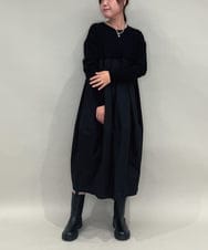 ZMEAE24179 al'aise modulation(アレーズモジュレーション) ジョイントデザインコクーンシルエットワンピース ブラック