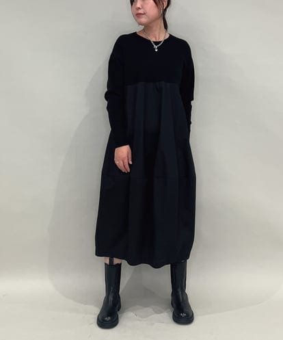 ZMEAE24179 al'aise modulation ジョイントデザインコクーンシルエットワンピース