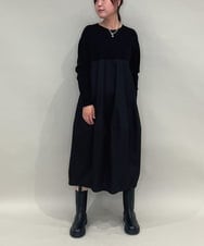 ZMEAE24179 al'aise modulation(アレーズモジュレーション) ジョイントデザインコクーンシルエットワンピース ブラック