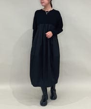 ZMEAE24179 al'aise modulation(アレーズモジュレーション) ジョイントデザインコクーンシルエットワンピース ブラック