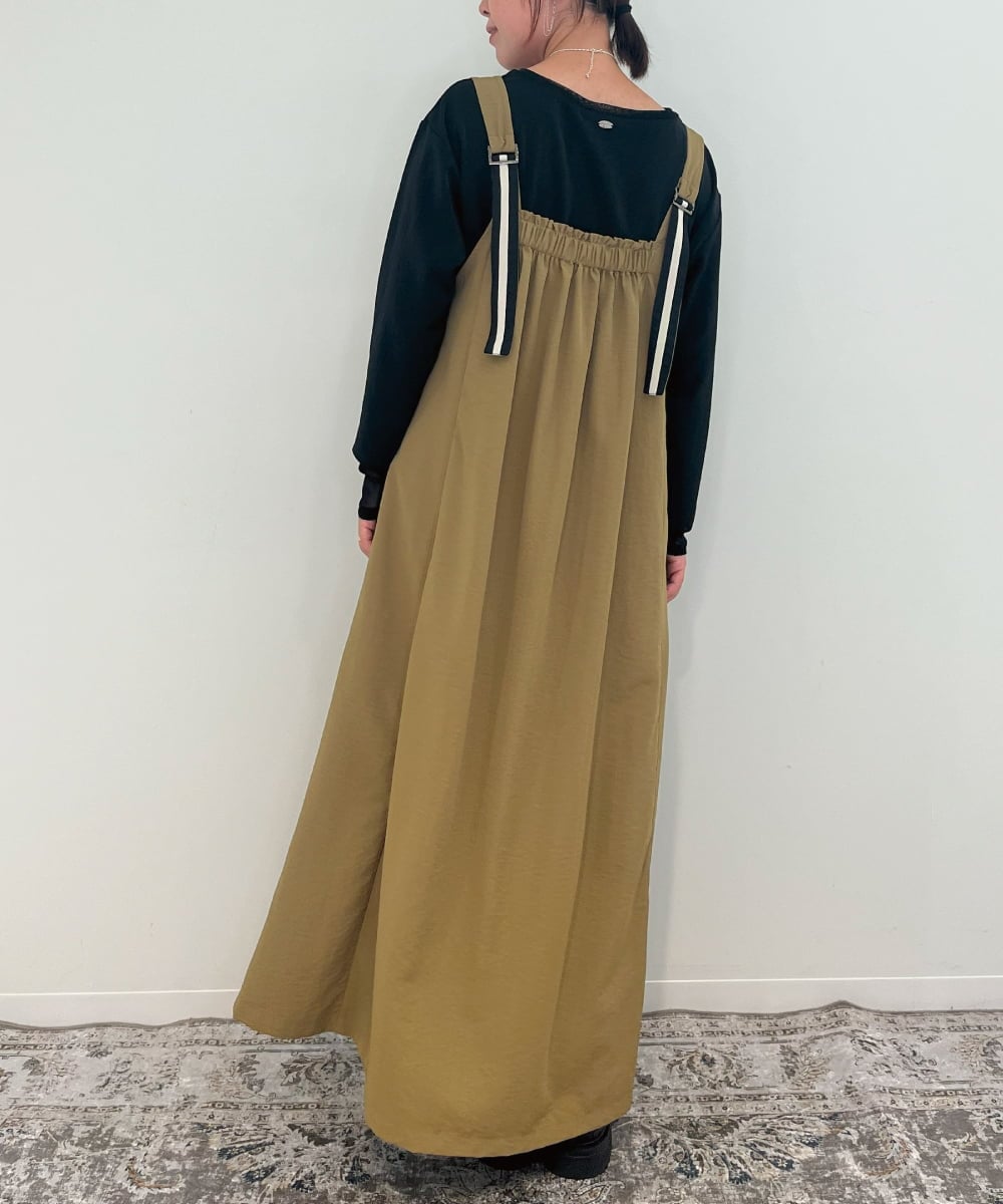 ZMEAE25178 al'aise modulation(アレーズモジュレーション) 【2WAY】配色ベルトAラインジャンパースカート ベージュ