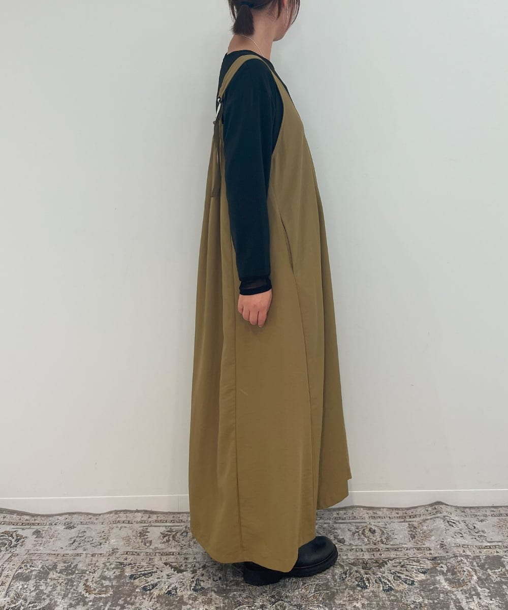 ZMEAE25178 al'aise modulation(アレーズモジュレーション) 【2WAY】配色ベルトAラインジャンパースカート ベージュ