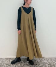 ZMEAE25178 al'aise modulation(アレーズモジュレーション) 【2WAY】配色ベルトAラインジャンパースカート ベージュ