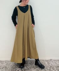 ZMEAE25178 al'aise modulation(アレーズモジュレーション) 【2WAY】配色ベルトAラインジャンパースカート ベージュ