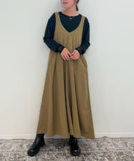 ZMEAE25178 al'aise modulation(アレーズモジュレーション) 【2WAY】配色ベルトAラインジャンパースカート ベージュ