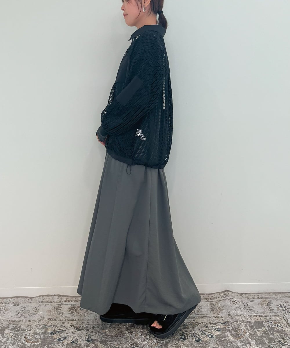 ZMEAE25178 al'aise modulation(アレーズモジュレーション) 【2WAY】配色ベルトAラインジャンパースカート ダークグレー