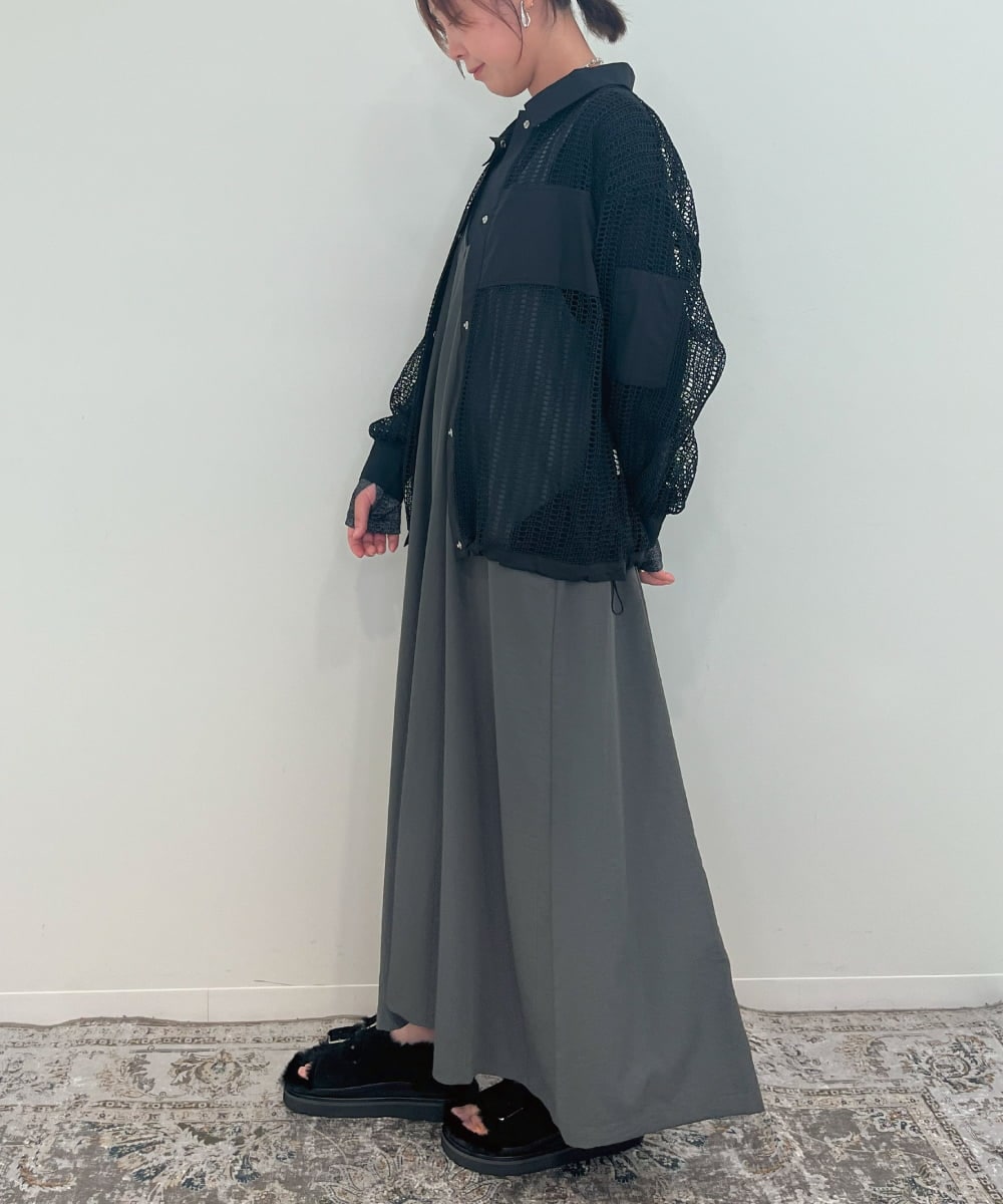 ZMEAE25178 al'aise modulation(アレーズモジュレーション) 【2WAY】配色ベルトAラインジャンパースカート ダークグレー