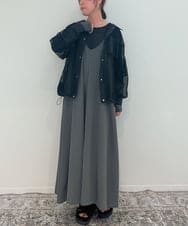 ZMEAE25178 al'aise modulation(アレーズモジュレーション) 【2WAY】配色ベルトAラインジャンパースカート ダークグレー