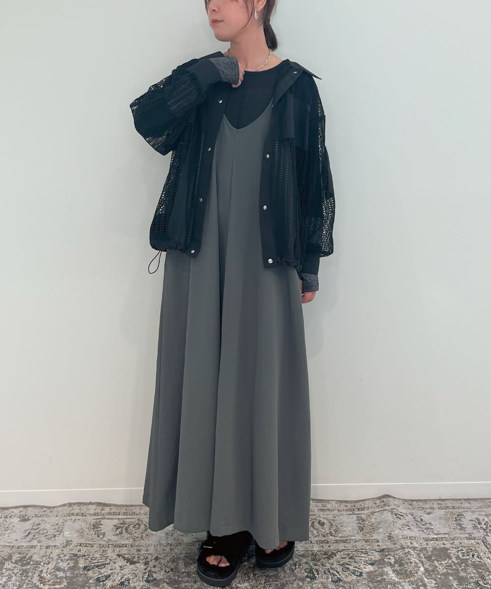 ZMEAE25178 al'aise modulation(アレーズモジュレーション) 【2WAY】配色ベルトAラインジャンパースカート ダークグレー