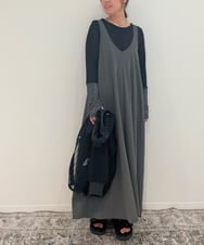 ZMEAE25178 al'aise modulation(アレーズモジュレーション) 【2WAY】配色ベルトAラインジャンパースカート ダークグレー