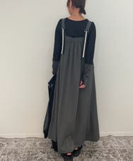 ZMEAE25178 al'aise modulation(アレーズモジュレーション) 【2WAY】配色ベルトAラインジャンパースカート ダークグレー