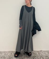 ZMEAE25178 al'aise modulation(アレーズモジュレーション) 【2WAY】配色ベルトAラインジャンパースカート ダークグレー