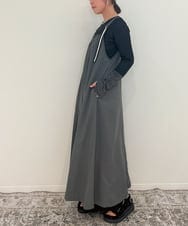 ZMEAE25178 al'aise modulation(アレーズモジュレーション) 【2WAY】配色ベルトAラインジャンパースカート ダークグレー