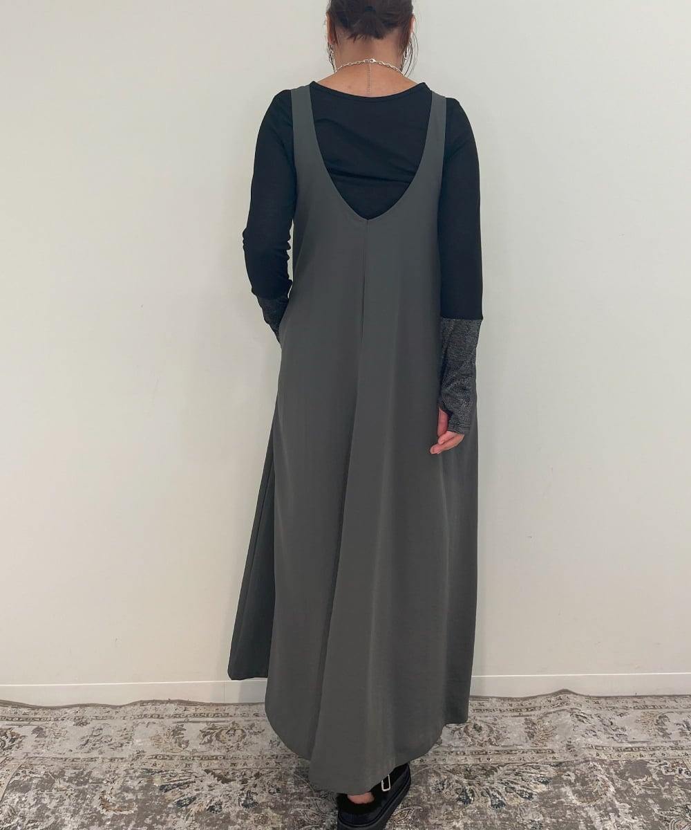 ZMEAE25178 al'aise modulation(アレーズモジュレーション) 【2WAY】配色ベルトAラインジャンパースカート ダークグレー