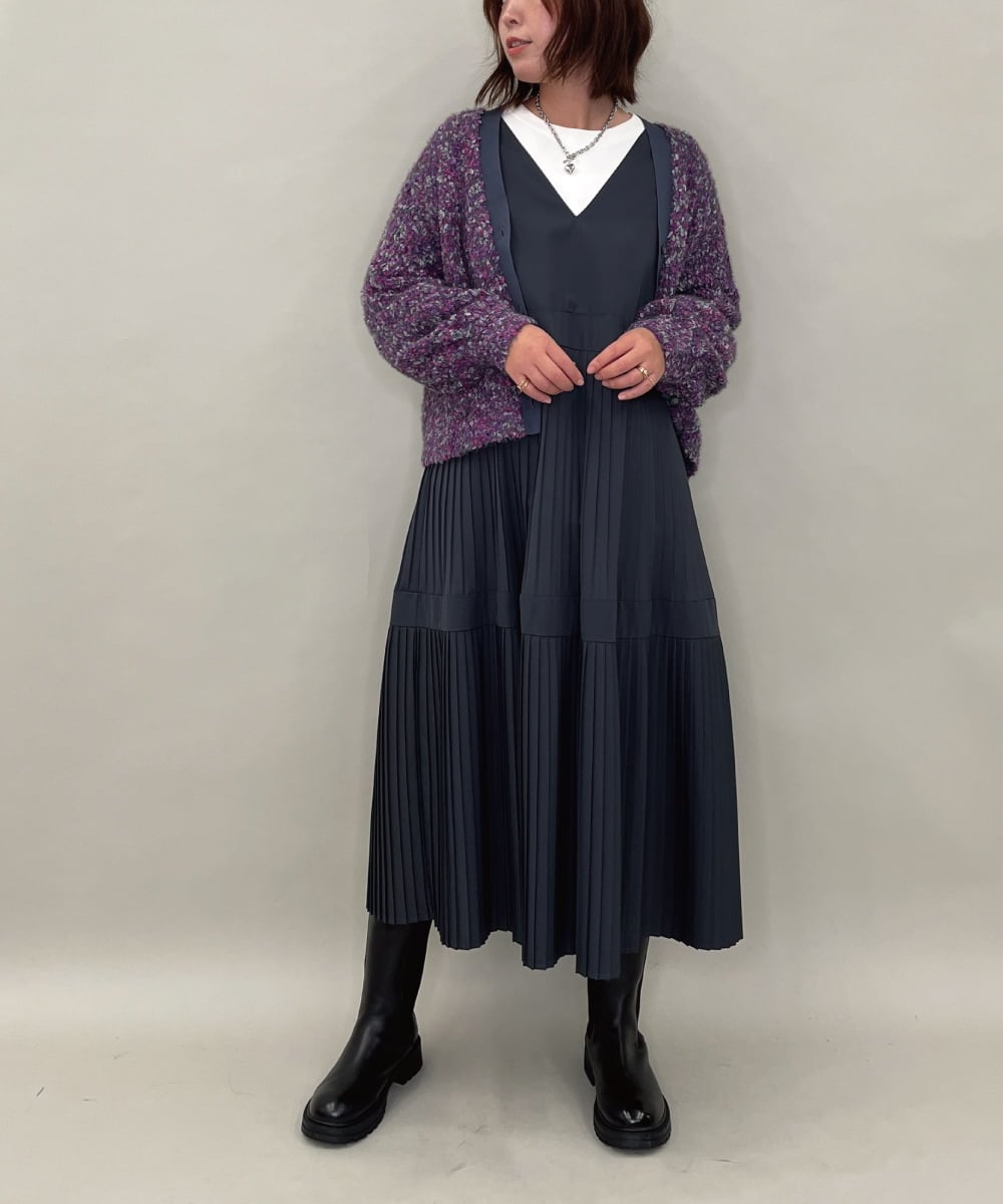 ZMEAE27140 al'aise modulation(アレーズモジュレーション) プリーツデザインスリーブレスワンピース ダークグレー