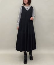 ZMEAE27140 al'aise modulation(アレーズモジュレーション) プリーツデザインスリーブレスワンピース ブラック