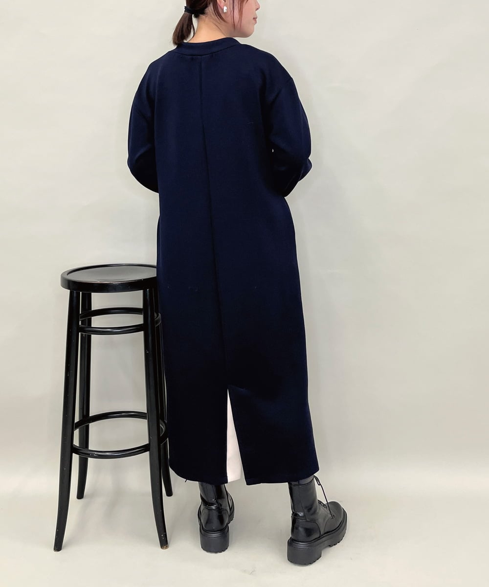 ZMEAE28118 al'aise modulation(アレーズモジュレーション) ダブルドロスト配色アクセントワンピース ネイビー