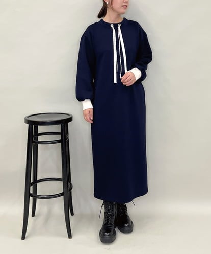 ZMEAE28118 al'aise modulation ダブルドロスト配色アクセントワンピース