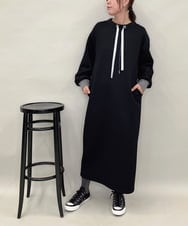 ZMEAE28118 al'aise modulation(アレーズモジュレーション) ダブルドロスト配色アクセントワンピース ブラック