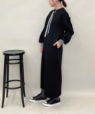 ZMEAE28118 al'aise modulation(アレーズモジュレーション) ダブルドロスト配色アクセントワンピース ブラック