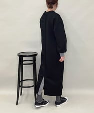 ZMEAE28118 al'aise modulation(アレーズモジュレーション) ダブルドロスト配色アクセントワンピース ブラック