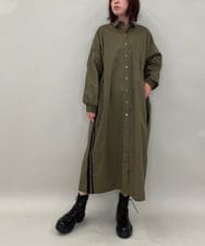 ZMEAE29160 al'aise modulation(アレーズモジュレーション) 配色ラインシャツワンピース カーキ