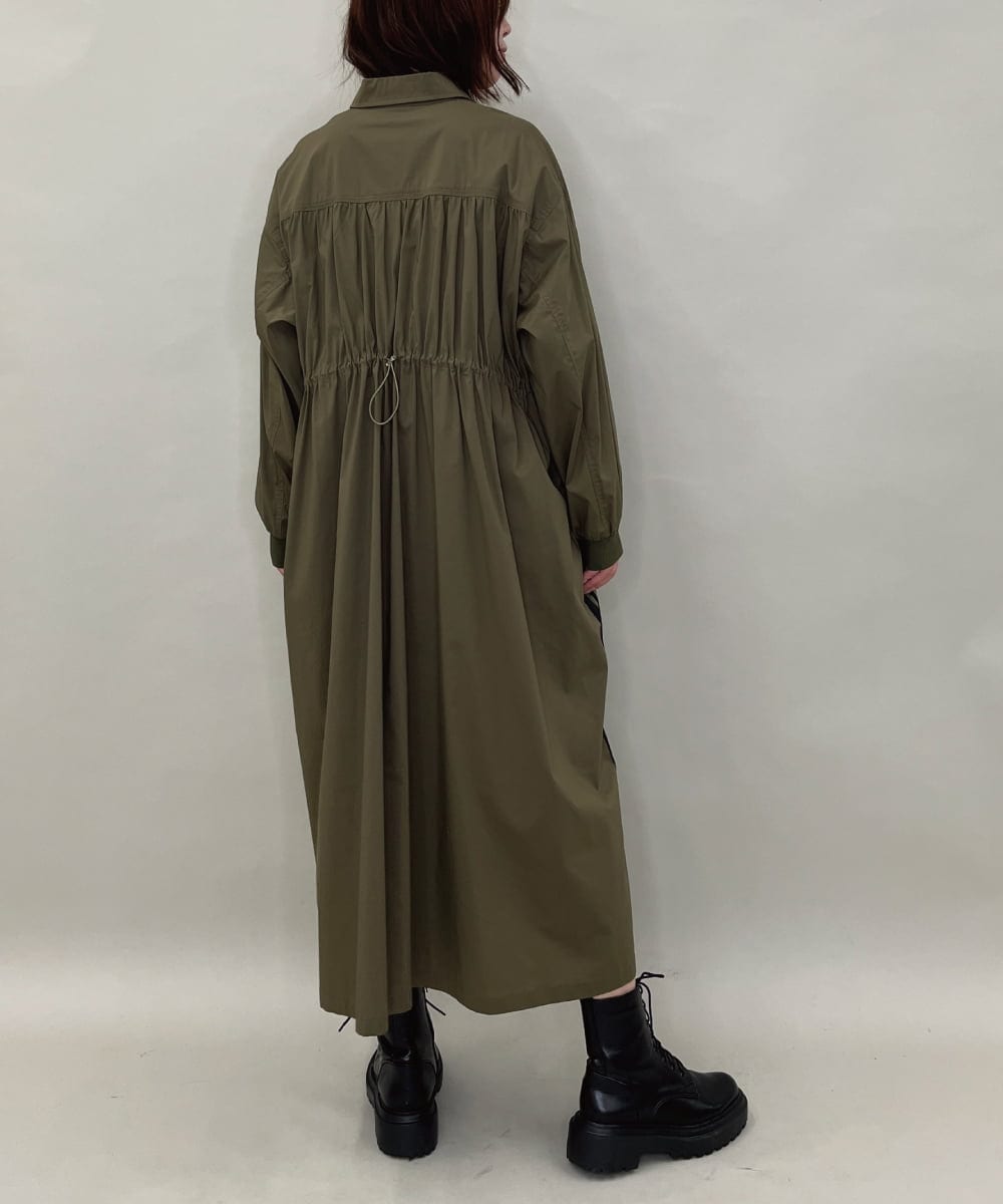 ZMEAE29160 al'aise modulation(アレーズモジュレーション) 配色ラインシャツワンピース カーキ