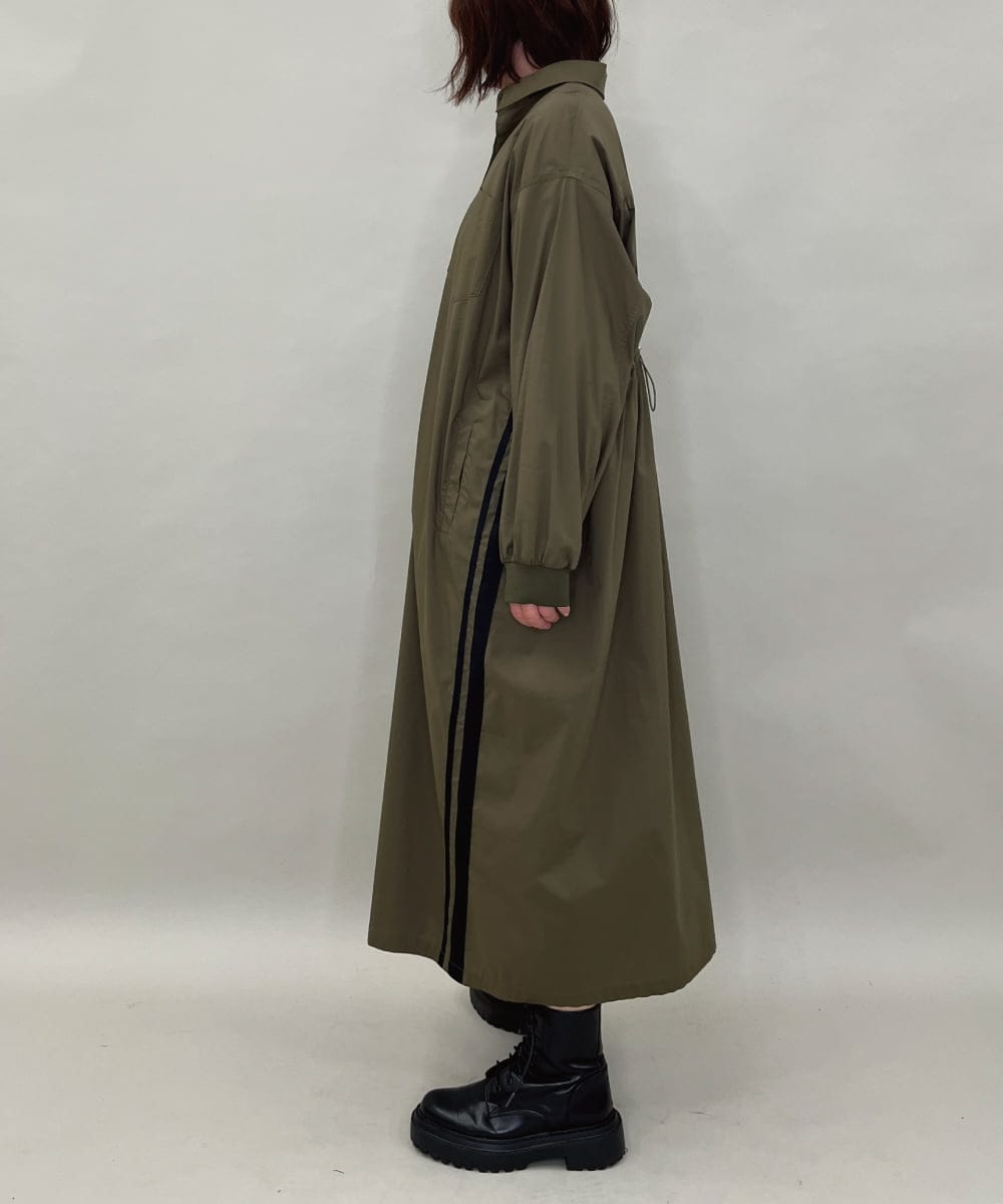 ZMEAE29160 al'aise modulation(アレーズモジュレーション) 配色ラインシャツワンピース カーキ