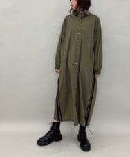 ZMEAE29160 al'aise modulation(アレーズモジュレーション) 配色ラインシャツワンピース カーキ