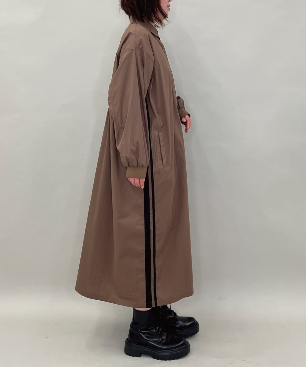 ZMEAE29160 al'aise modulation(アレーズモジュレーション) 配色ラインシャツワンピース ブラウン