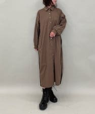 ZMEAE29160 al'aise modulation(アレーズモジュレーション) 配色ラインシャツワンピース ブラウン