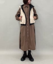 ZMEAE29160 al'aise modulation(アレーズモジュレーション) 配色ラインシャツワンピース ブラウン