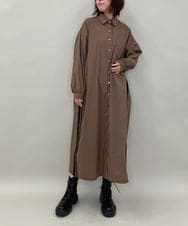 ZMEAE29160 al'aise modulation(アレーズモジュレーション) 配色ラインシャツワンピース ブラウン